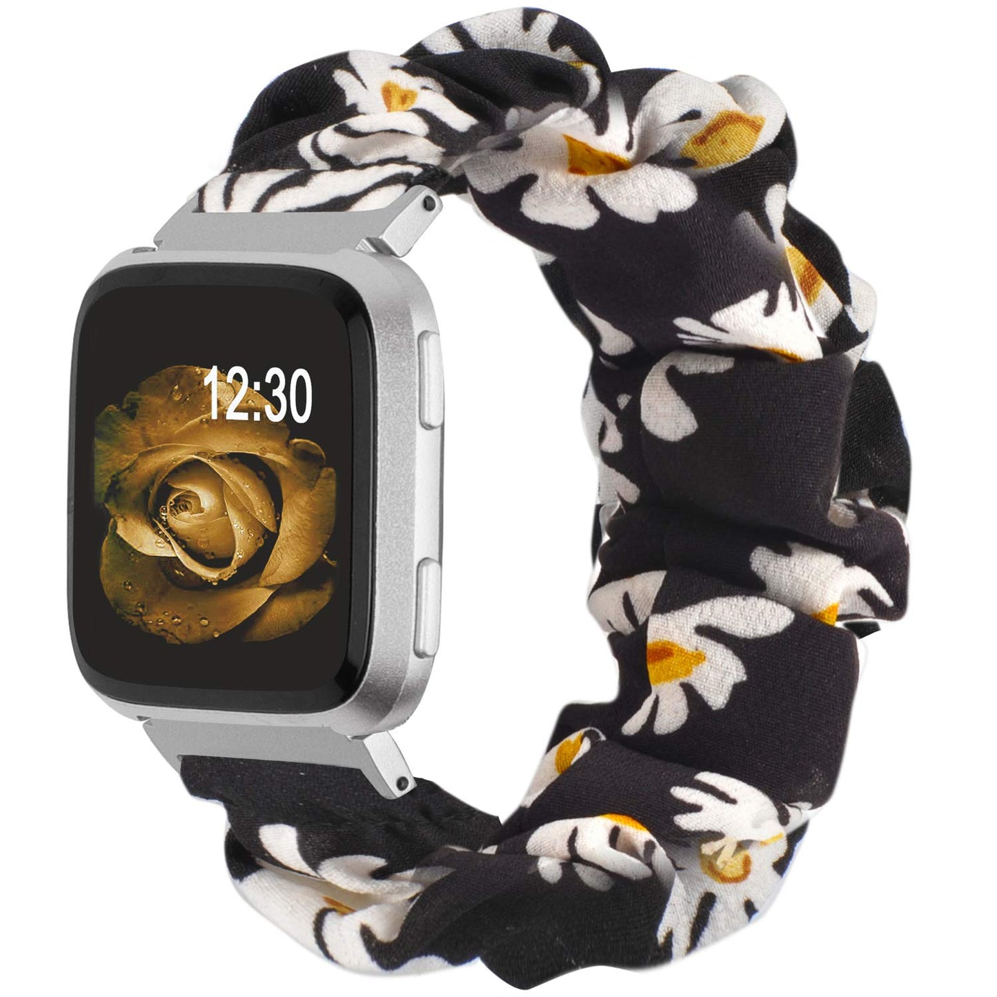 TOYOUTHS Scrunchie Bands Compatible with Fitbit Versa/Versa 2/Versa Lite Special Edition Women Girl Elastic Stretch Fabric Strap Pattern Printed Scrunchy Replacement Bracelet Wristband Accessories