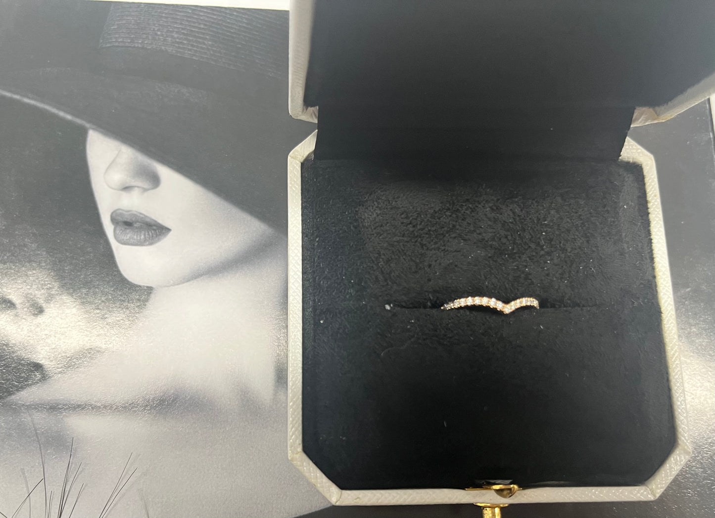 Toyouths Cubic Zirconia Eternity Ring V Shape CZ Stacking Engagement for Women Size 3-12.5