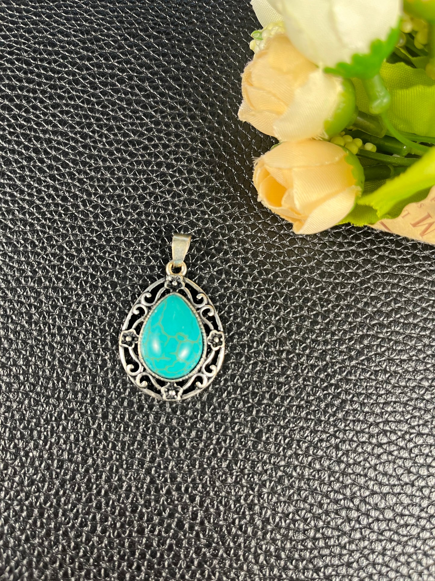 Toyouths Turquoise Pendant 925 Sterling Silver For Mom Gift - Stone gemstone Pendant Necklace Mother’s Day Jewelry Gift for Mom 925 Silver 18 inches Inch Long Chain Necklace, GREEN, 1 1/2 inches
