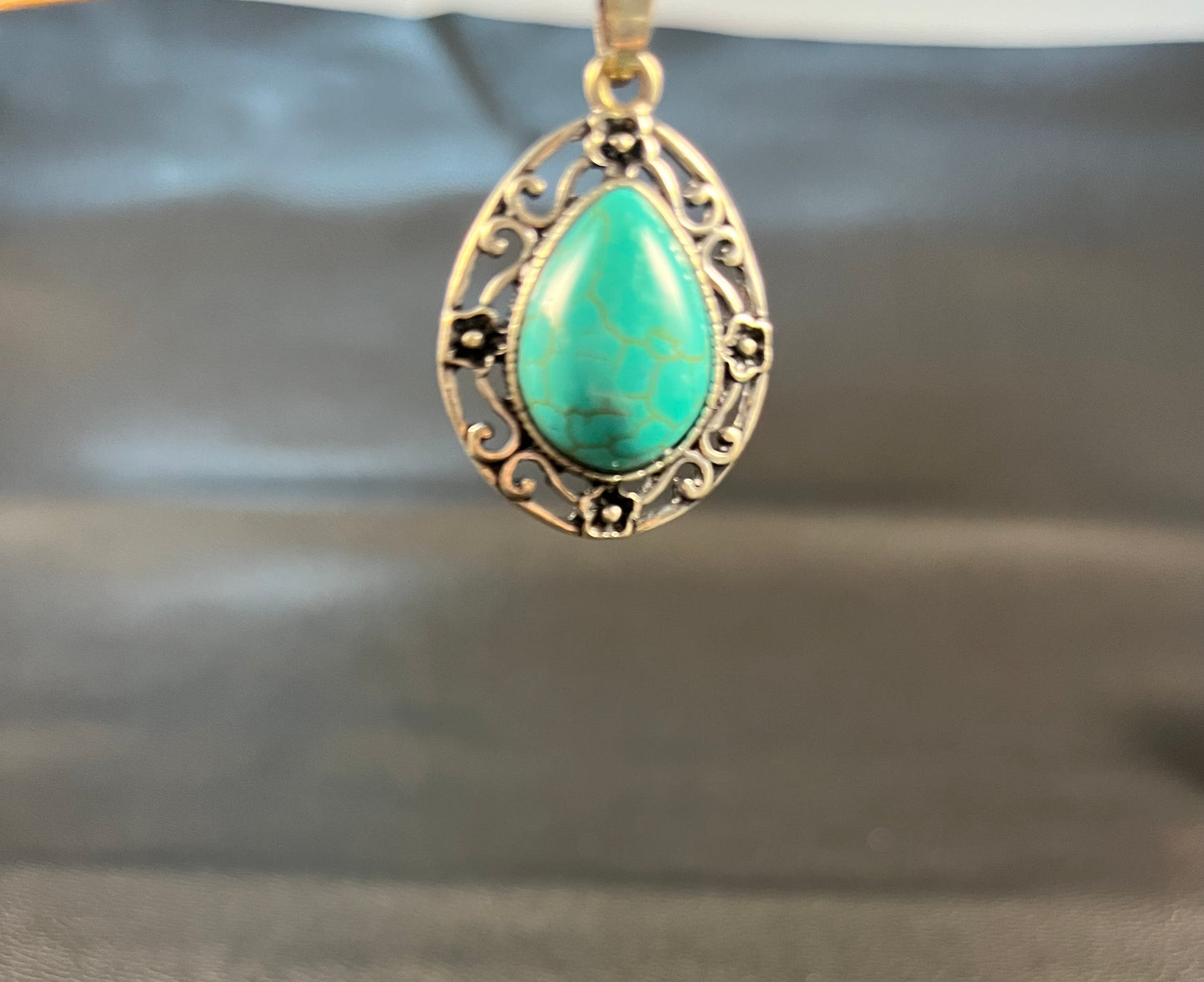 Toyouths Turquoise Pendant 925 Sterling Silver For Mom Gift - Stone gemstone Pendant Necklace Mother’s Day Jewelry Gift for Mom 925 Silver 18 inches Inch Long Chain Necklace, GREEN, 1 1/2 inches