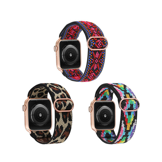 TOYOUTHS 3 Packs Apple Watch Band Solo Loop Elastic Fabric Nylon