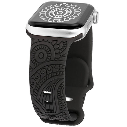 TOYOUTHS Boho Engraved Band Compatible with Apple Watch Band 41mm 40mm 38mm 49mm 45mm 44mm 42mm Women Men, Silicone Sport Fancy Charms Designer Dressy Strap for iWatch Series 8/SE/Ultra/7/6/5/4/3/2/1