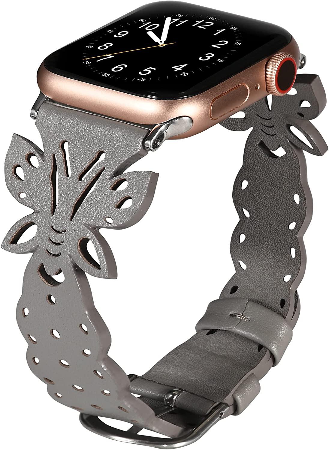 TOYOUTHS Compatible with Apple Watch Band 38mm 40mm 42mm 44mm 41mm 45mm 49mm Women, Butterfly Hollowed-out Leather Straps Wristbands Accessories for iwatch Bands Series Ultra/8/7/6/SE/5/4/3/2/1