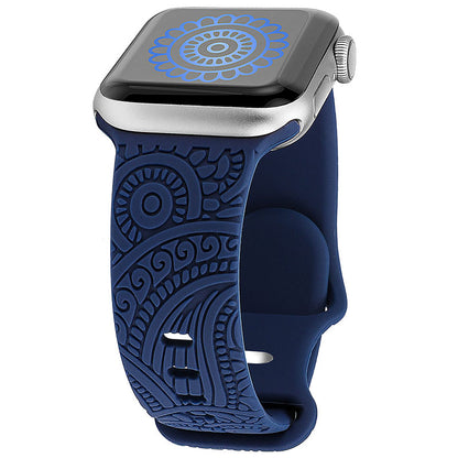 TOYOUTHS Boho Engraved Band Compatible with Apple Watch Band 41mm 40mm 38mm 49mm 45mm 44mm 42mm Women Men, Silicone Sport Fancy Charms Designer Dressy Strap for iWatch Series 8/SE/Ultra/7/6/5/4/3/2/1