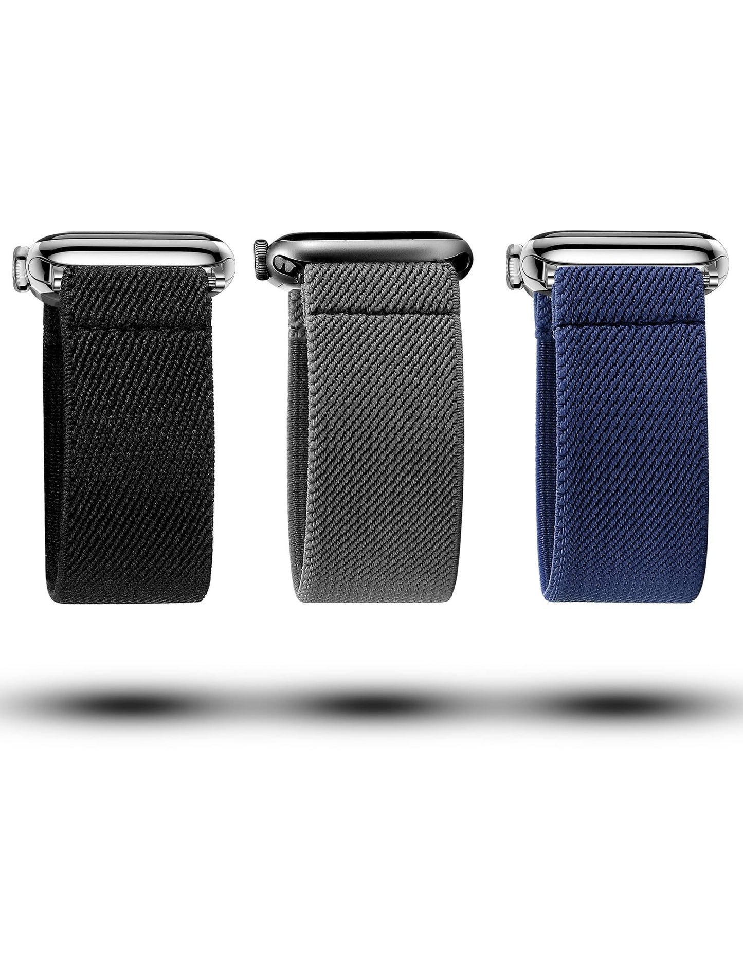 TOYOUTHS 3 Packs Compatible with Apple Watch Band Stretchy Solo Loop 38mm/40mm/41mm/42mm/44mm/45mm, Men Women Elastic Soft Fabric Nylon Strap Replacement Band for iWatch Series 7/SE/6/5/4/3/2/1