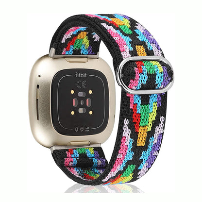 TOYOUTHS Compatible with Fitbit Sense/Sense 2 Band/Versa 3/Versa 4 Bands Women Men Elastic Adjustable Nylon Fabric Strap Scrunchies Solo Loop Stretchy Bracelet Dressy Sport Wristband Accessories