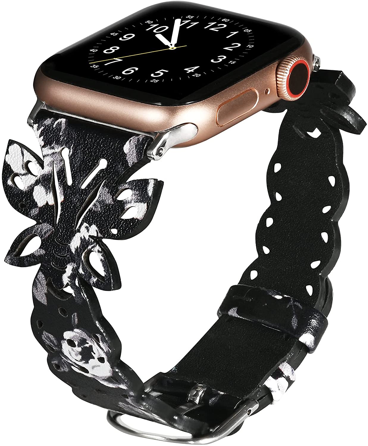 TOYOUTHS Compatible with Apple Watch Band 38mm 40mm 42mm 44mm 41mm 45mm 49mm Women, Butterfly Hollowed-out Leather Straps Wristbands Accessories for iwatch Bands Series Ultra/8/7/6/SE/5/4/3/2/1