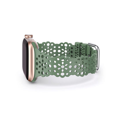 TOYOUTHS Compatible with Apple Watch Band Women 41mm 40mm 38mm Soft Stretchy Silicone Lace Flower Cut-outs Scalloped Breathable Waterproof Lacy Band for iWatch Series 8 7 6 5 4 3 2 1 SE
