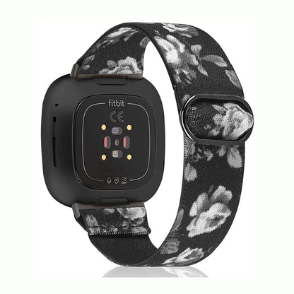 TOYOUTHS Compatible with Fitbit Sense/Sense 2 Band/Versa 3/Versa 4 Bands Women Men Elastic Adjustable Nylon Fabric Strap Scrunchies Solo Loop Stretchy Bracelet Dressy Sport Wristband Accessories