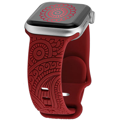 TOYOUTHS Boho Engraved Band Compatible with Apple Watch Band 41mm 40mm 38mm 49mm 45mm 44mm 42mm Women Men, Silicone Sport Fancy Charms Designer Dressy Strap for iWatch Series 8/SE/Ultra/7/6/5/4/3/2/1