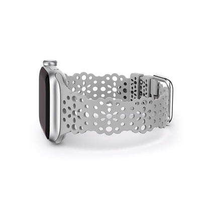 TOYOUTHS Compatible with Apple Watch Band Women 41mm 40mm 38mm Soft Stretchy Silicone Lace Flower Cut-outs Scalloped Breathable Waterproof Lacy Band for iWatch Series 8 7 6 5 4 3 2 1 SE