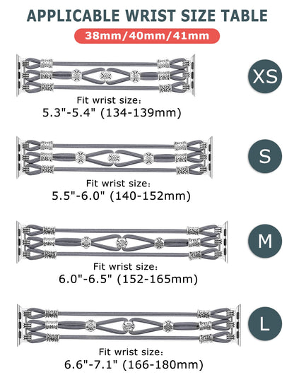 TOYOUTHS Beaded Bracelet Compatible with Apple Watch Band 41mm 40mm 38mm 49mm 45mm 44mm 42mm Women, Premium Braided Nylon Elastic Stretchy Boho Fancy Charms Dressy Strap for iWatch Series 8/SE/Ultra/7/6/5/4/3